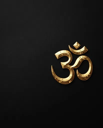 Golden Om Symbol on Black Background