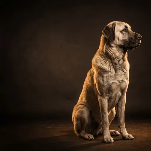 Studio Portrait of Sitting Kangal Dog