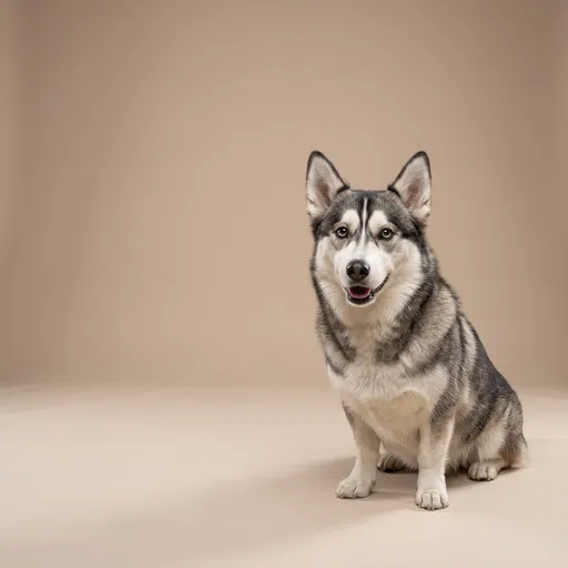 Corgi Husky Mix Studio Portrait