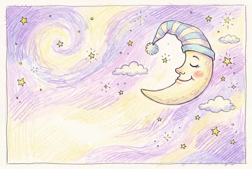 Colored Pencil Drawing of Smiling Moon