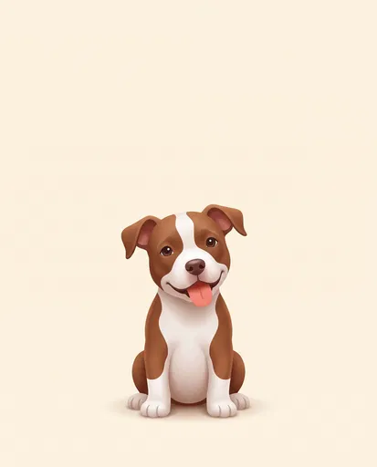 Cute Brown and White Pitbull Puppy Illustration