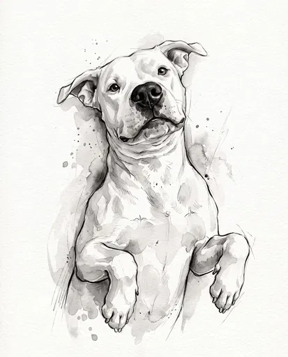 Monochrome Watercolor Dogo Argentino Illustration