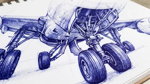 Ballpoint Pen Sketch of Jet Landing Gear