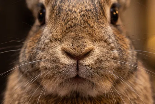 Macro Close-Up of Brown Rabbit Nose