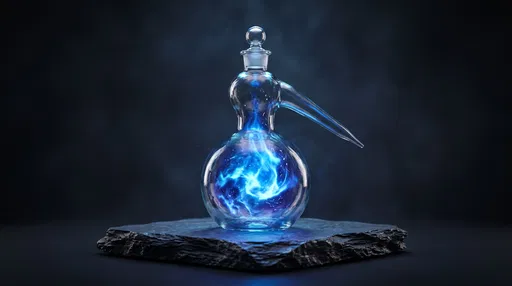 Glass Alembic Flask With Blue Fire