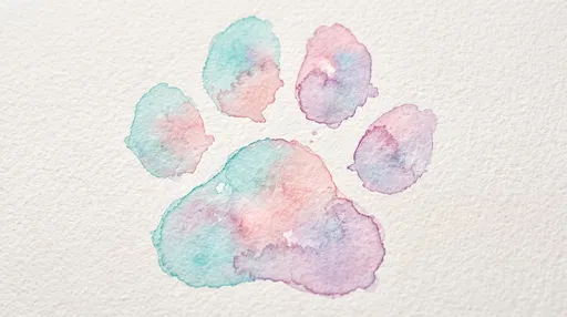 Pastel Watercolor Puppy Paw Print Illustration