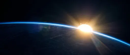Bright Sun Rising Over Earth Horizon