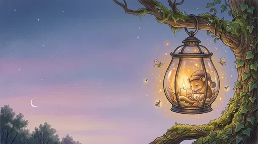 Sleeping Mouse Inside Glowing Tree Lantern