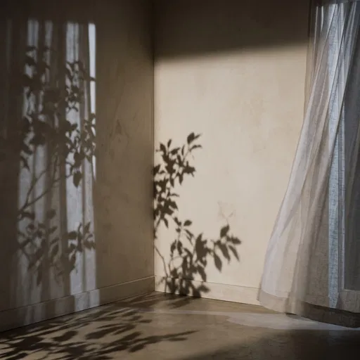 Botanical Shadows on Minimalist Corner Wall