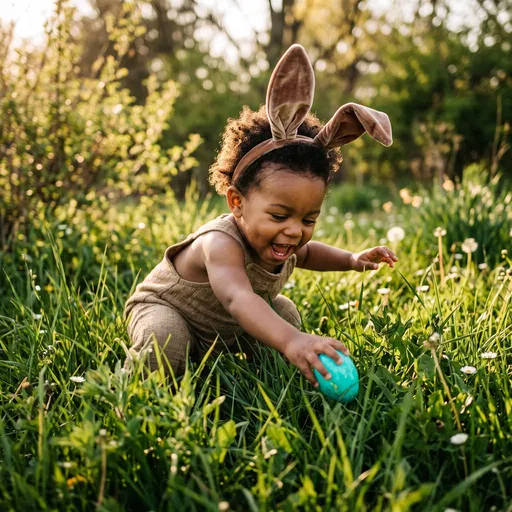 Toddler Hunting Easter Egg in Grass