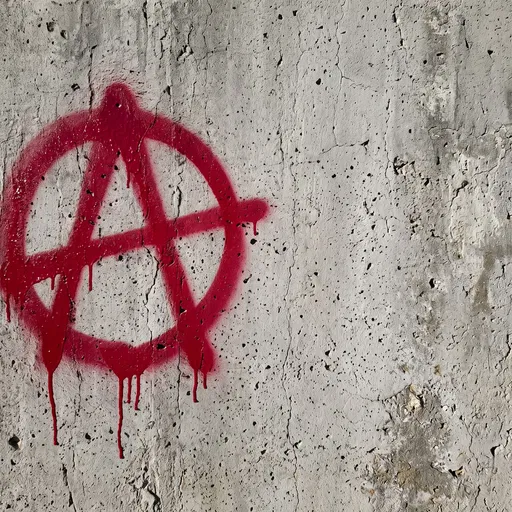 Red Anarchy Symbol on Concrete Wall