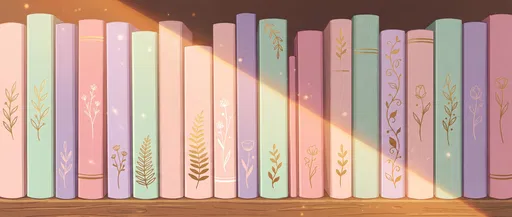 Pastel Book Spines in Sunlight