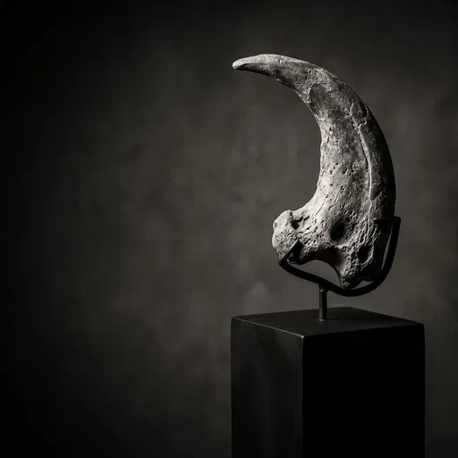 Fossilized Dinosaur Claw on Black Pedestal