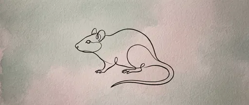Minimalist Continuous Line Rat Drawing on Paper