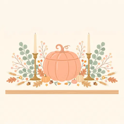 Pastel Pumpkin Thanksgiving Centerpiece Illustration