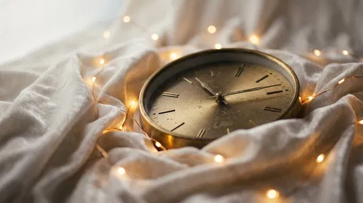 Vintage Brass Clock on Velvet with Lights