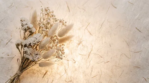 Dried White Wildflower Bundle on Mulberry Paper