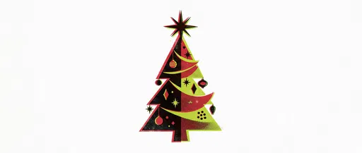 Retro Mid-Century Christmas Tree Illustration