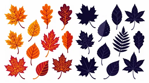 Flat Vector Autumn Leaves Clipart Set