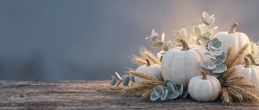 White Pumpkins and Wheat Autumn Banner