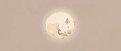 Minimalist Illustration of Sleeping Cream Piglet