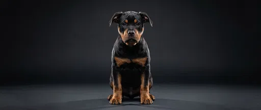Studio Portrait of Rottweiler Mix Puppy
