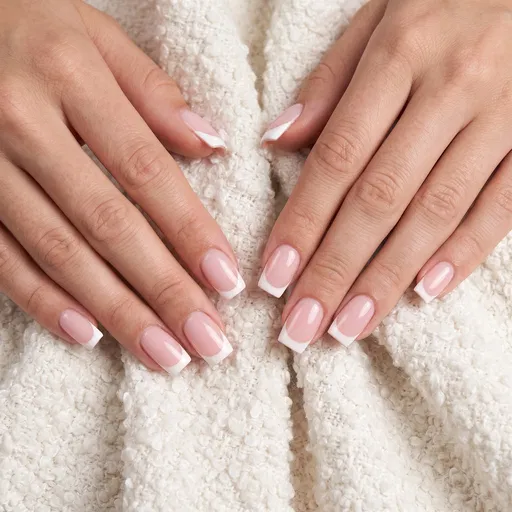 Hands with Glossy French Manicure