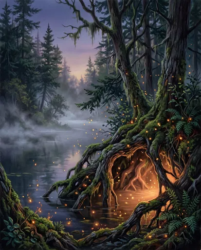 Glowing Grotto Beneath Forest Roots