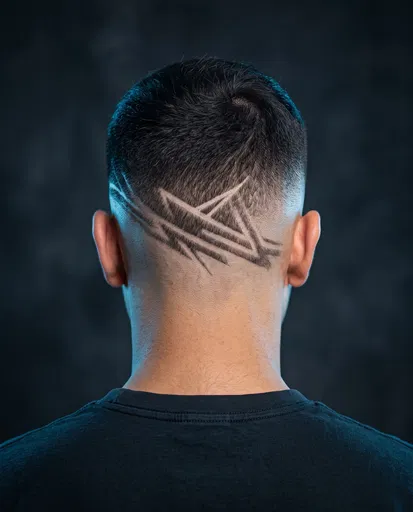 Geometric Hair Design Skin Fade Portrait