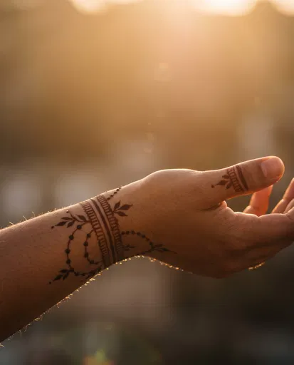 Backlit Wrist With Bracelet Henna Design