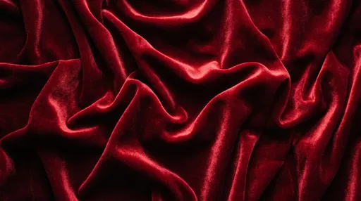 Crimson Velvet Fabric Folds Background