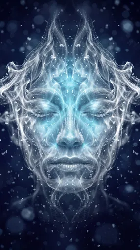 Ethereal Smoke and Ice Spirit Face