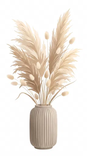 Dried Pampas Grass in Ceramic Vase Illustration