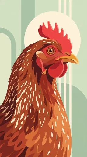 Modern Flat Illustration of Brown Hen