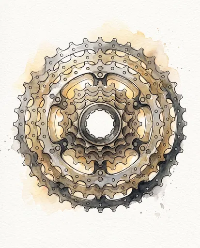 Watercolor Bicycle Cassette Illustration