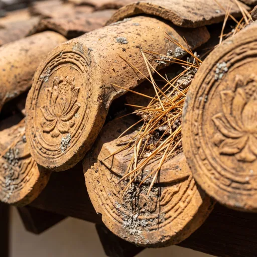 Traditional Chinese Terracotta Lotus Roof Tiles