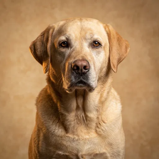 Studio Portrait of Yellow Labrador Retriever