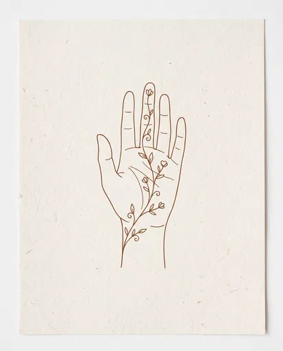Minimalist Henna Floral Hand Line Art
