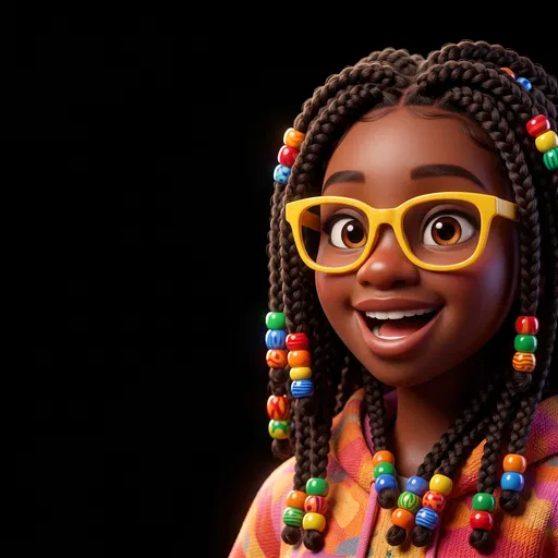 Stylized 3D Girl With Yellow Glasses