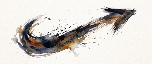Expressive Watercolor Brushstroke Arrow Symbol