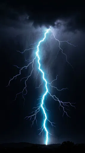 Blue Lightning Bolt in Night Sky