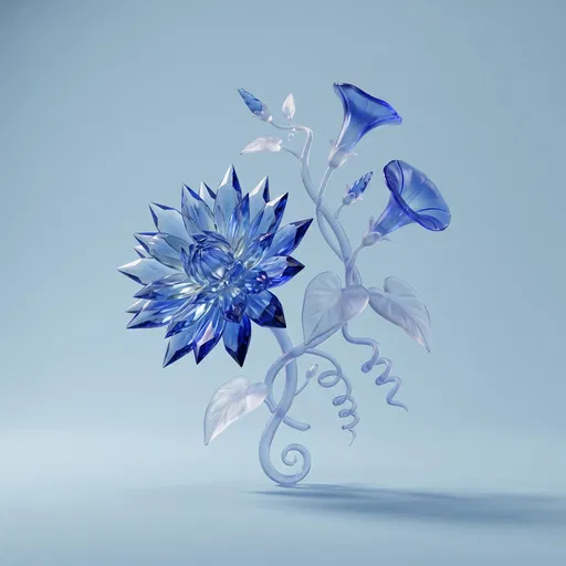 Blue Glass Aster and Morning Glory