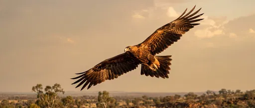 Wedge-Tailed Eagle Soaring at Golden Hour