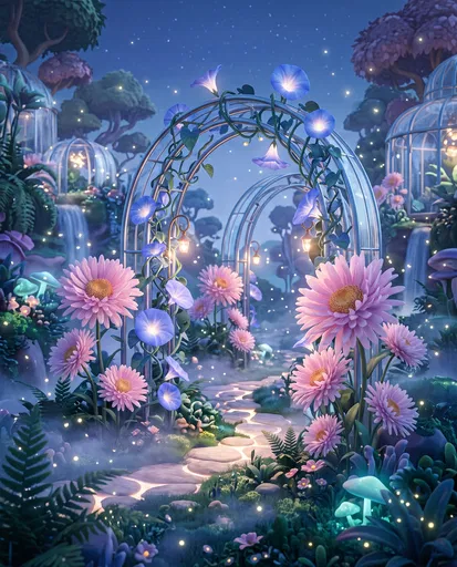 Whimsical Twilight Botanical Garden Arches