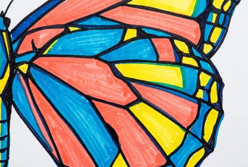 Colorful Marker Drawing of Butterfly Wing