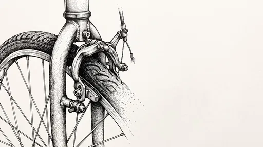 Stippled Ink Drawing of Bicycle Wheel