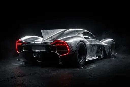 Brushed Aluminum Hypercar Prototype in Dark