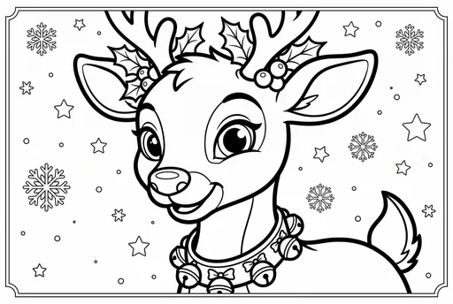 Cute Christmas Reindeer Coloring Page
