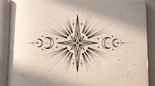 Celestial Star and Moon Tattoo Sketch