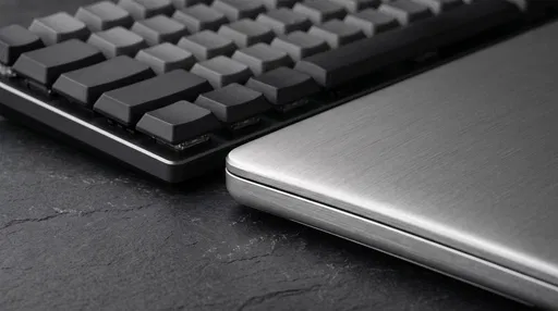 Brushed Aluminum Laptop and Mechanical Keyboard